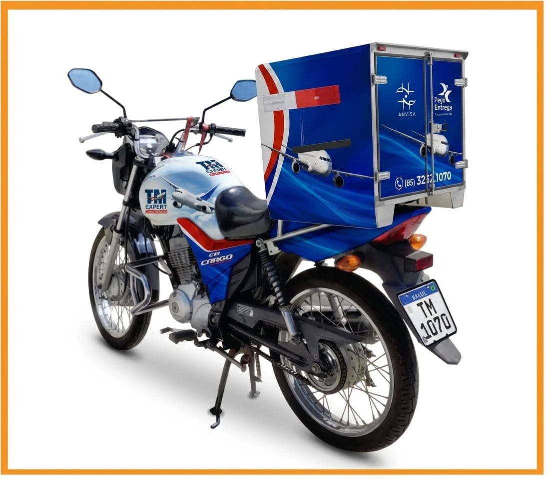 Moto TM Expert com baú para entregas urgentes